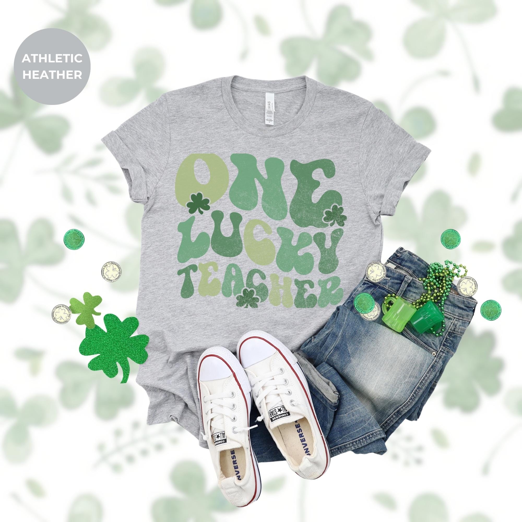 One lucky teacher - St Patrick Day T-Shirt - Lucky Shamrock Tee - Green St Paddy Day Shirt - Irish Graphic - Clover T-Shirt