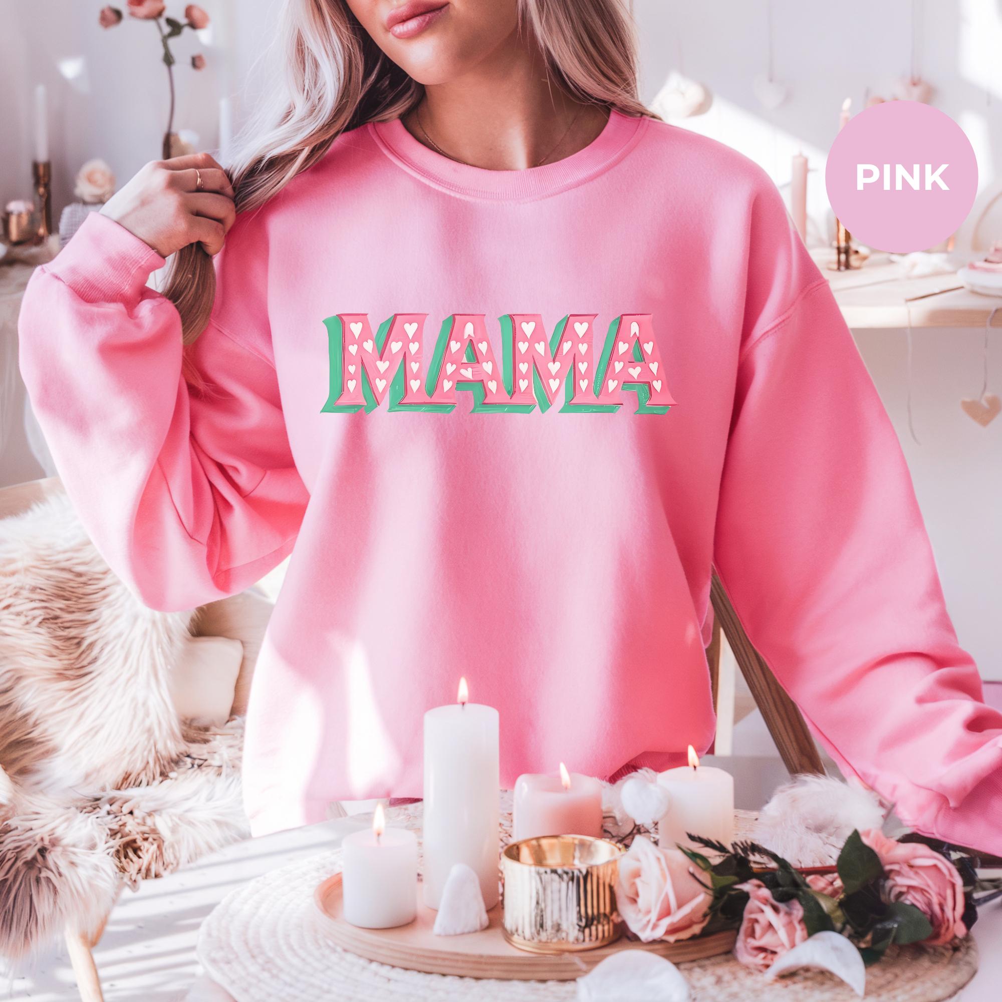 Mama Valentine Sweatshirt | Women's Valentines Day Sweatshirt | Mama Sleeve Print | Mama Heart Sweatshirt | Valentines