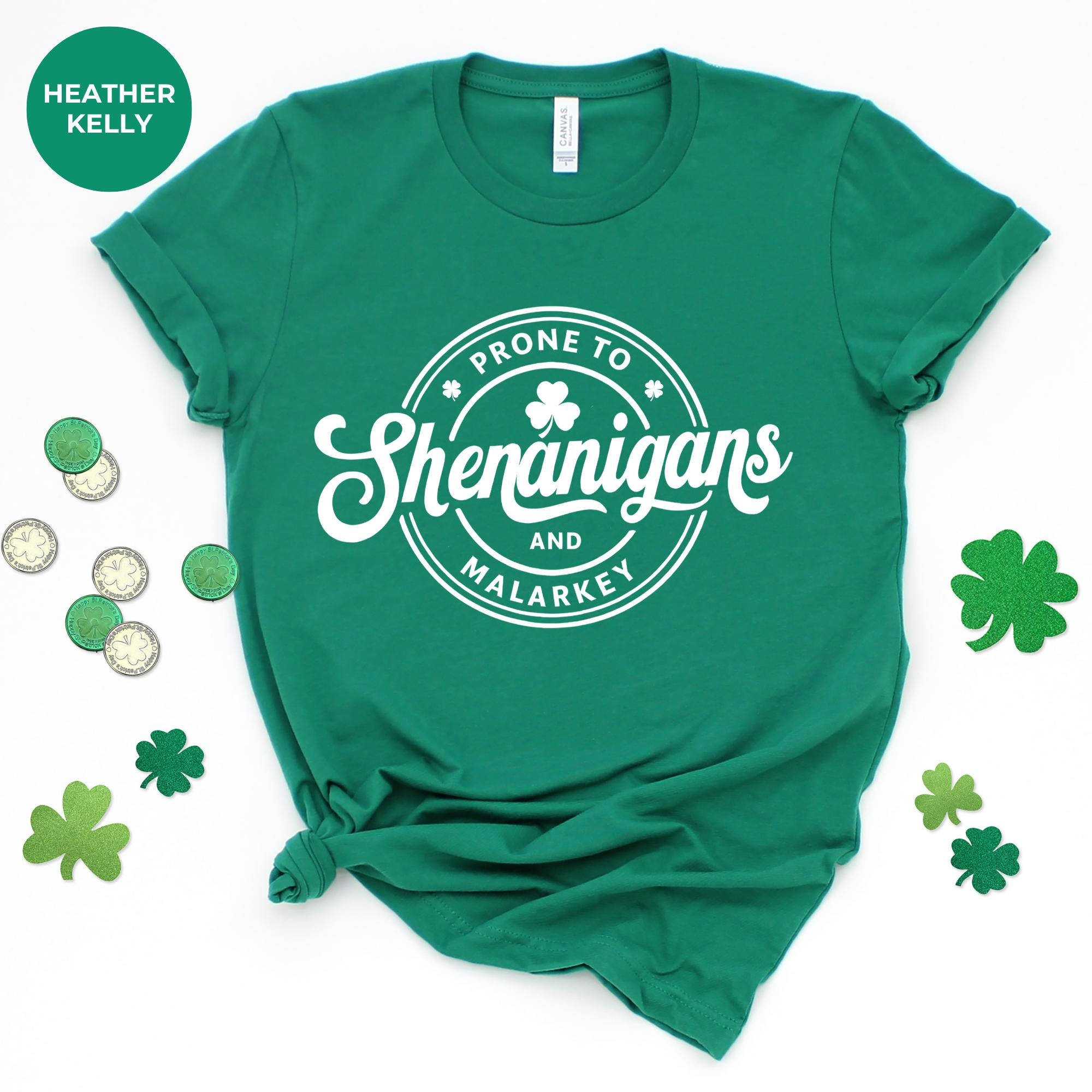 St. Patrick's Day T-Shirt for Women – Prone to shenanigans and malarkey, Funny Irish Tee – Lucky Clover Top – Aesthetic Crochet Shirt